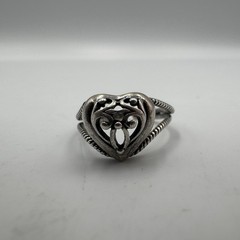 VTG 24mm Sterling Silver 925 NY Marked Filigree Resizable Heart Ring 1.9g