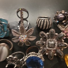 14pc Mixed Lot Vintage Style Rings & Stones, Gold & Silver Tone