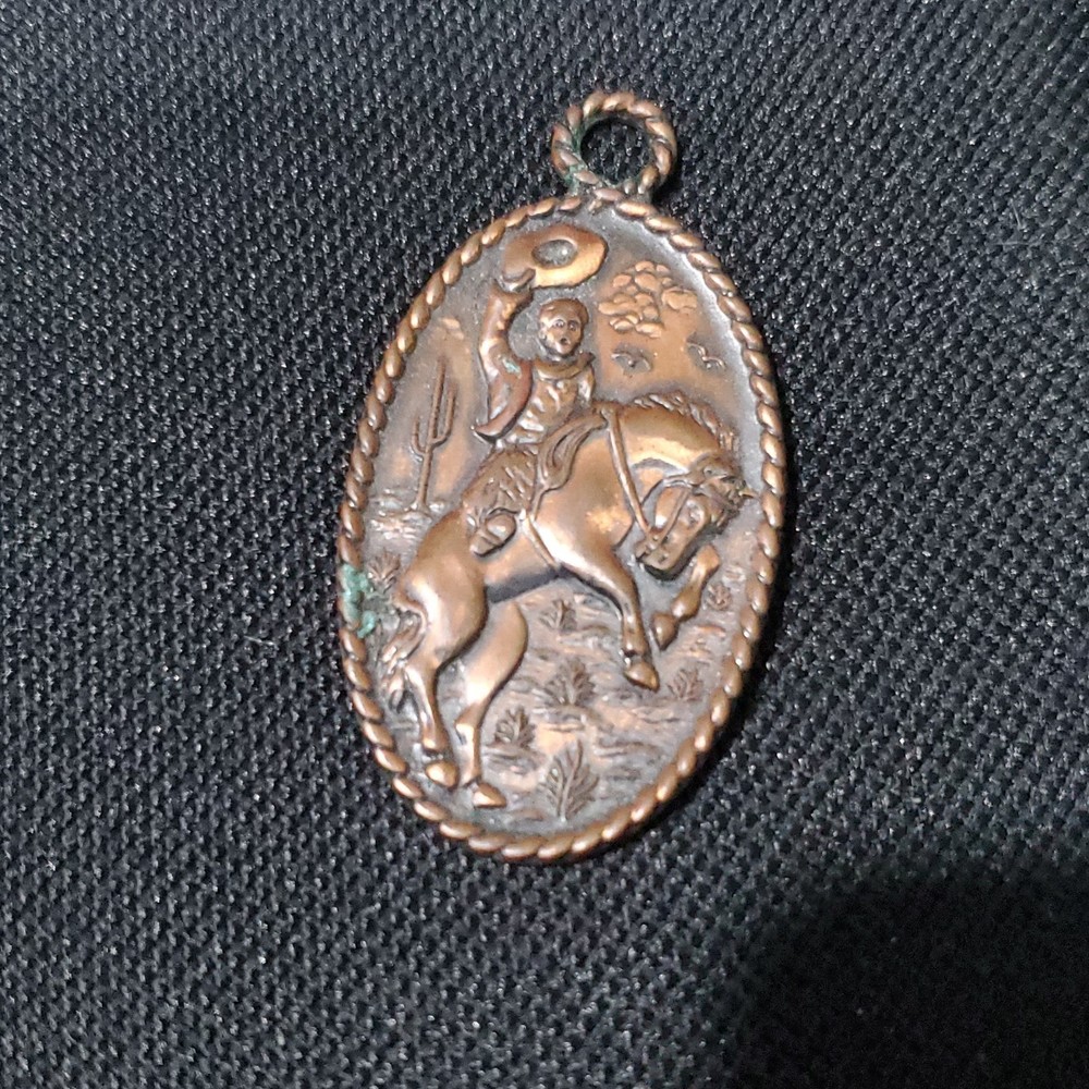 Vintage Bell Trading Post Copper Western Cowboy Horse Pendant