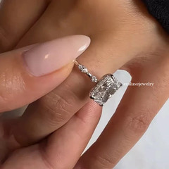 3.00Ct Radiant Cut Lab Created Diamond Engagement Ring In 14K White Gold Finish