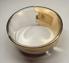 Vintage Lanvin Paris Two-Tone Hinged Cuff Bracelet