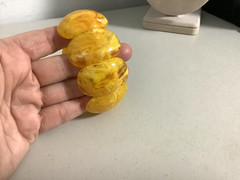 Vintage Art Deco faux egg yolk amber lucite bracelet large link stretch beauty