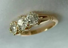 3.27Ct Vintage Art Deco Style Round Lab Created Diamonds 14K Yellow Gold FN Ring