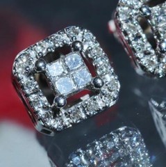 10k w/gold earrings 0.25ct natural diamond invisible set screwback 1.60gr N3650