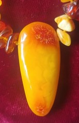 Vintage Baltic Butterscotch Egg Yolk and Cognac Amber Tear Drop Necklace 16.5″