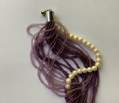 Vintage Casual Corner Twist Bead Necklace 1980s – Purple Pink Beads Pearls – 19”