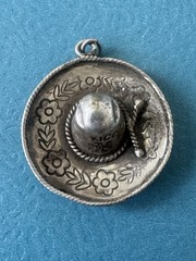 RARE 1940 Vintage Mexico Eagle .925 Sterling Silver Sombrero Hat Pendant Charm