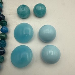 Vintage MCM Jewelry Mixed Lot Necklace, Clip on Earrings Jewelry – Teal