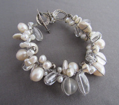 SILPADA STERLING STRUNG BAROQUE PEARL QUARTZ TOGGLE CLASP TENNIS BRACELET