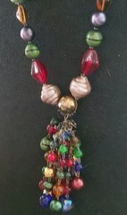 Vintage Necklace Multi Color Glass Metal Acrylic Beads 28″ Cluster A4