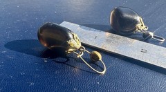 Vintage Eggplant Glass French Jet Style Dangle-Drop Earrings w Ornate Metal Caps