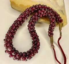 Vintage Indian Hand Woven Garnet Bead Rope Necklace Adjustable Length Knot 38gr