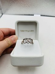 Vintage Sterling Silver Crystal Triple Interlocking Open Heart Love Size 7 Ring