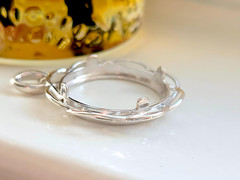925 Sterling Silver Prong Back Braided Edge Bezel for 21mm Nickel 5 Cent Coins