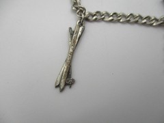 VINTAGE STERLING SILVER CHARM BRACELET with 5 STOWE VERMONT SKI CHARMS