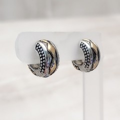 Vintage Clip On Earrings Two Tone Reversible Magnetic Hoops Silver/Gold Tone