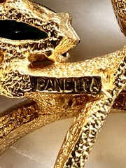 Vintage BENEDETTO PANETTA MCM ABSTRACT XL PENDANT 3 3/4” Faux Peridot Emeralds