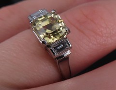 1.87ct GIA Ceylon No Heat Yellow Sapphire 0.45ct Diamond Platinum Ring Size 5.75
