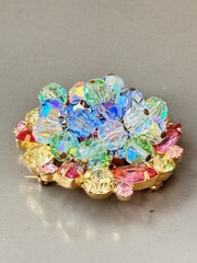 Vintage Verified JULIANA D&E Pastel Glass Beads Bracelet Brooch Earring Set