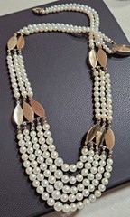 Vintage 5 Strand Pearl Jade 14K Gold Chocker Pearl Necklace by de Groot & Gudde