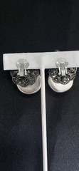 Miriam Haskell Large Signed Baroque Pearl Rhinestone Clip Earrings Vintage