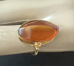 Vintage, 875 Silver Stamped, Vermeil, Russian Baltic Amber Ring, Size 7.75.