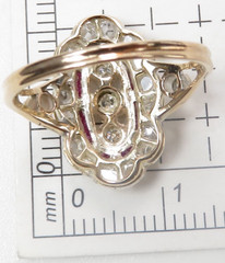 Victorian Edwardian Rose Diamond Engagement 14KY & Silver Rg Sz 6 UK-L1/2 EGLUSA