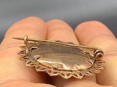 Antique Gold Filled Mourning Military Officer Photo Pin Brooch Marked c.1920’s