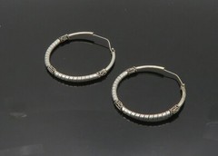 925 Sterling Silver Vintage Shiny Wrapped Swirl Hoop Earrings EG10130