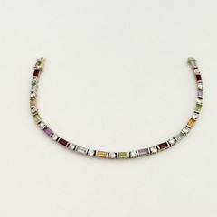 Ross Simons 925 Sterling Silver Gold Vermeil Genuine Multi Gemstone Bracelet 7.5