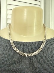Vintage Sterling Silver 925 Italy Popcorn Link Chunky Chain Choker Necklace 18g
