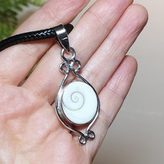 Natural Shiva Eye Shell Sterling Silver Pendant