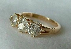 3.27Ct Vintage Art Deco Style Round Lab Created Diamonds 14K Yellow Gold FN Ring