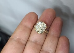 Vintage 18k Yellow Gold Engagement Ring 10.08ct Natural Euro Cut Yellow Diamond