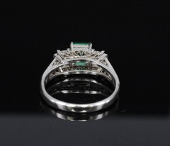 Rare 0.91ct GIA Colombian Emerald & 0.78ct Diamond Platinum Ring, Size 8.5