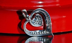 10k white gold pendant 0.10ct natural diamond heart charm vintage 1.16gr N3318
