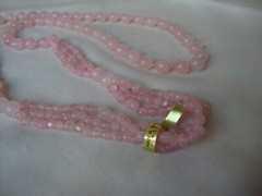 VINTAGE BEAD MEDLEY 3 LAYER IRREGULAR 8mm ROSE QUARTZ 30″ ENDLESS BEAD NECKLACE