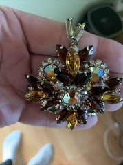 Juliana D&E Book Piece Iridescent AB Layered Flower Pendant /Brooch Marquise
