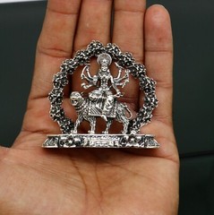 925 pure silver Goddess Gurga statue, figurine, puja article home temple art02