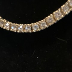 Gold Tone Round Clear Rhinestone Necklace & Vintage Clip On Earrings 15”