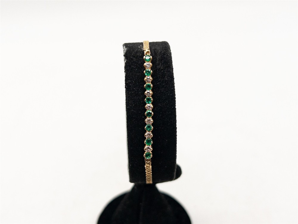 $5000 1.75ct AAA+++ Colombian Emerald VS G Diamond 14k Yellow Gold Bracelet 3g