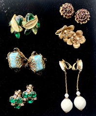 Lot of 15 Pair Vtg Rhinestone Clip On Earrings-Florenza Juliana Lewis Segal etc
