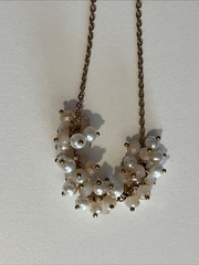 Vintage Faux Pearl & Bead Cluster Necklace Adjustable 16-18”