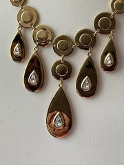 Ben Amun 22K Gold Plated Bib Necklace/ Teardrop Pendants/ Very Good Condition