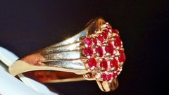 10k yellow gold ring 1.40ct natural, treated ruby size 8 vintage 4.27gr N3724