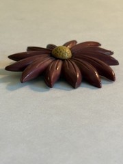 Vintage Celluloid/Early Plastic Flower Brooch Brown/Yellow Costume Jewelry
