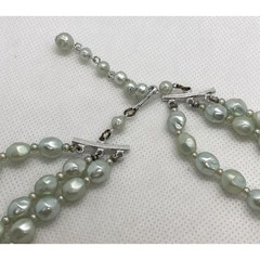 Vintage Pastel Blue Plastic Bead 3 Strand 16” Necklace Earrings Set 60s Japan