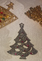 Estate Christmas Tree Brooches ~ TRIFARI CROWN ~ART ARTHUR ~GERRYS AVON ~ WIRE +