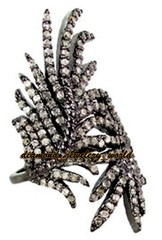 Victorian 2.59ctw Genuine Old Mine Rose Cut Diamond Silver Feather Ring Jewelry