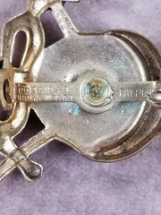 Pair Of Uncas Mexico Shell Button Blue Rhinestone Boy + Girl Pins 1949 Mfg Co